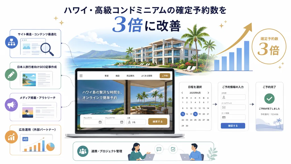 ハワイ島ホテルコンドミニアムの予約成長（プロジェクト概要）