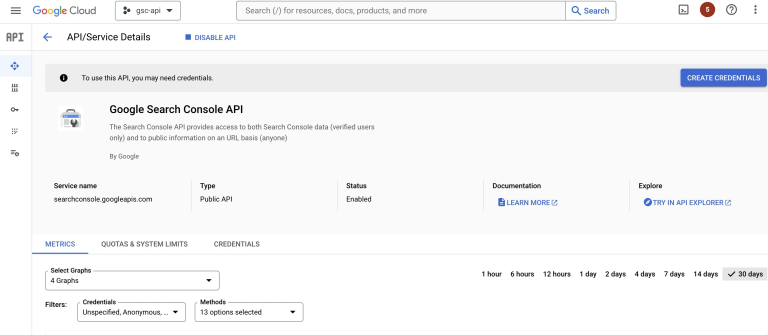 Navigation to Credentials Creation Screen