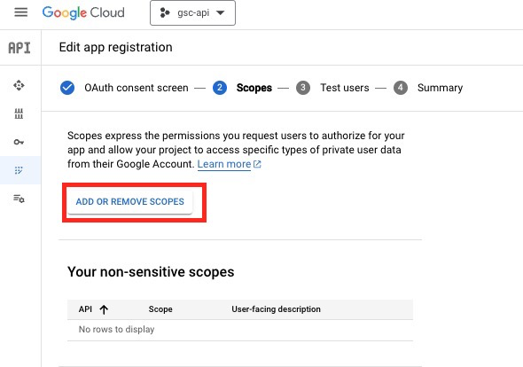 Scope Settings Screen