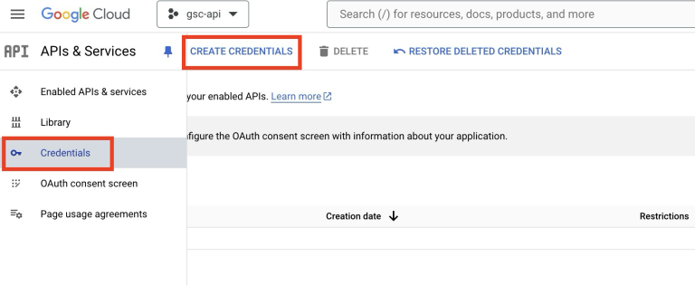 Authentication Credentials Creation Start Screen
