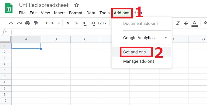 Click on Get add-ons in Google Sheets