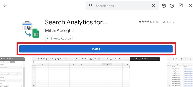Install the Search Analytics For Sheets