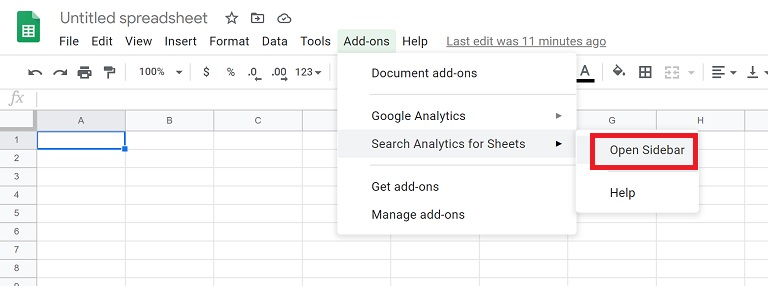 Open the Search Analytics For Sheets
